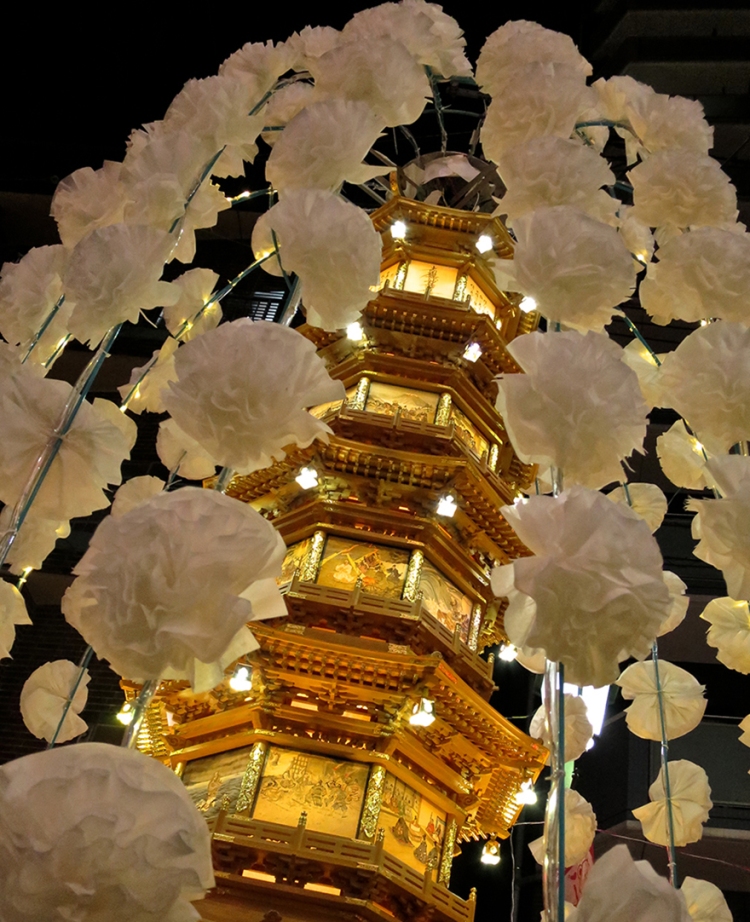 Photo of pagoda at the oeshiki ikegami festival in Tokyo
